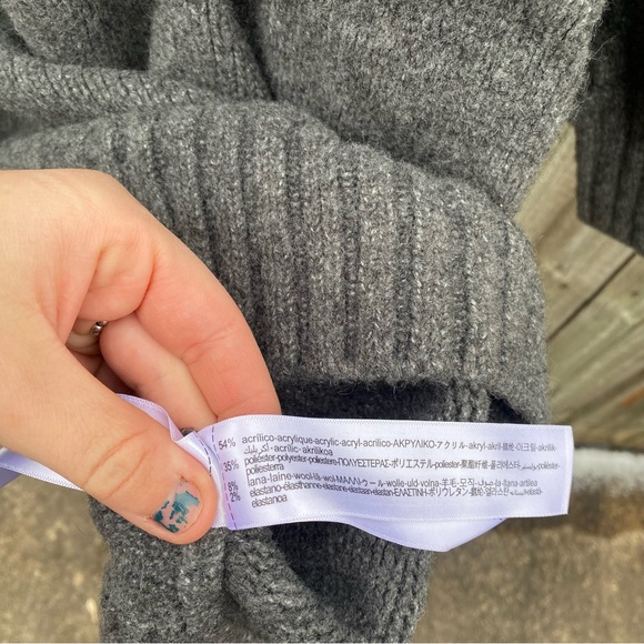 Zara Women’s L Charcoal Soft Knit Short Sweater Dress - Picture 5 of 8